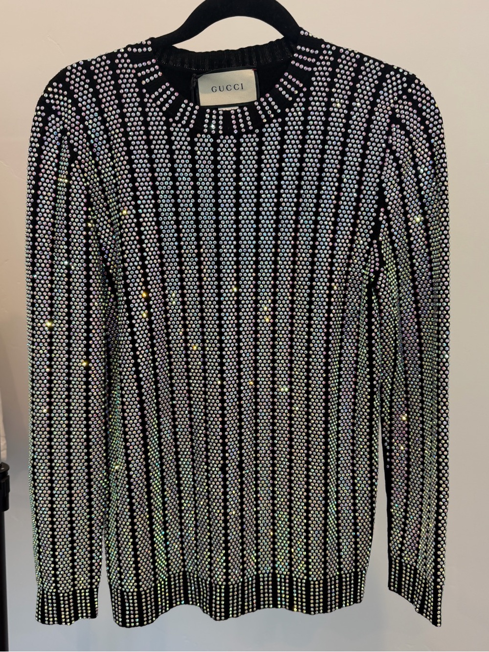 Gucci Crystal Strass Embellished Rib Knit Top NWT Size S $3,700 Retail
